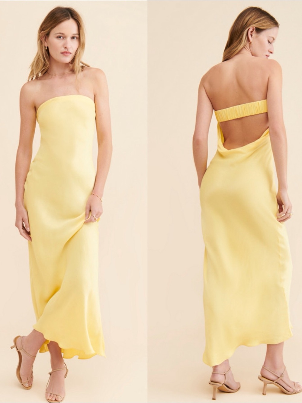 Summer Away Matera Strapless Maxi Dress in Yellow Size Small